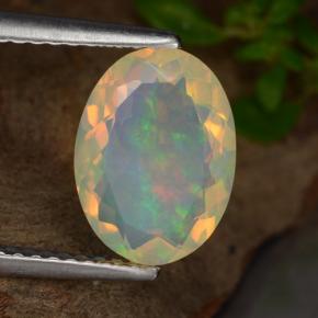 Ópalo amarillo natural de 1,48 ct, corte óvalo, transparente