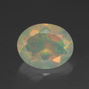 Ópalo multicolor natural de 1,37 ct, corte óvalo, transparente