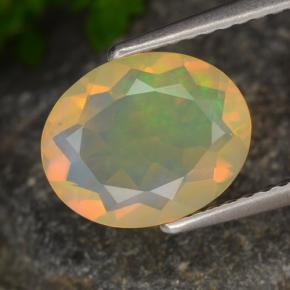 Ópalo multicolor natural de 1,30 ct, corte óvalo, transparente