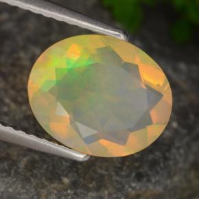 Ópalo multicolor natural de 1,30 ct, corte óvalo, transparente
