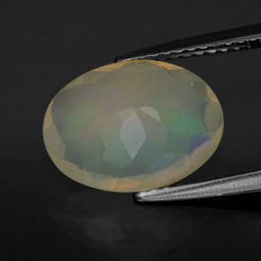 Ópalo multicolor natural de 2,28 ct, corte óvalo, transparente