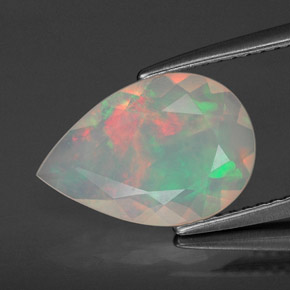 Ópalo multicolor natural de 1,59 ct, transparente, transparente / translúcido