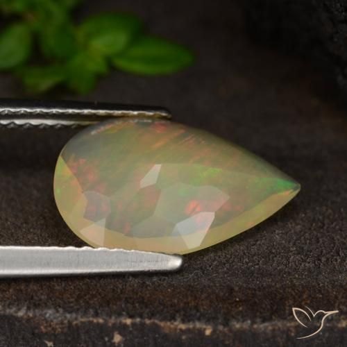 Ópalo Multicolor natural de 1.43 ct, En forma de pera, Translúcido