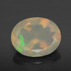 Ópalo multicolor natural de 1,59 ct, corte óvalo, transparente
