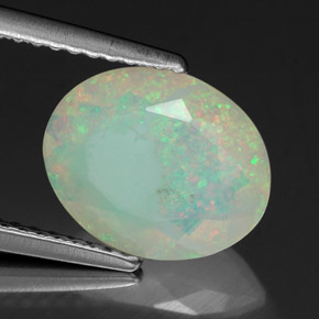 Ópalo multicolor natural de 1,53 ct, transparente, transparente / translúcido