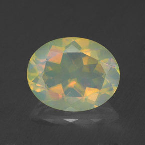 Ópalo multicolor natural de 1,66 ct, corte óvalo, transparente