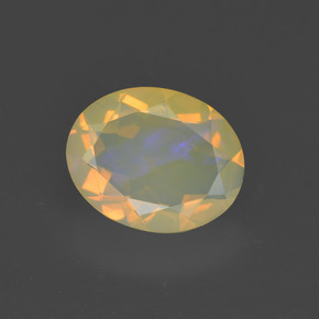 Ópalo multicolor natural de 1,31 ct, corte óvalo, transparente