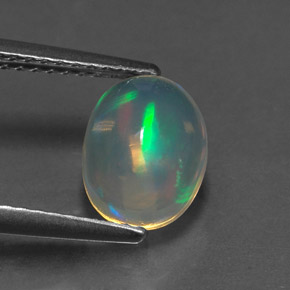 Ópalo multicolor natural de 1,28 ct, corte óvalo, transparente
