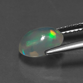 Ópalo multicolor natural de 1,28 ct, corte óvalo, transparente