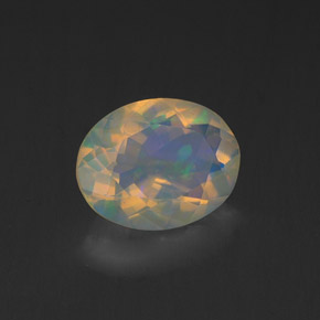 Ópalo multicolor natural de 1,15 ct, corte óvalo, transparente