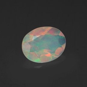 Ópalo multicolor natural de 0,98 ct, corte óvalo, transparente