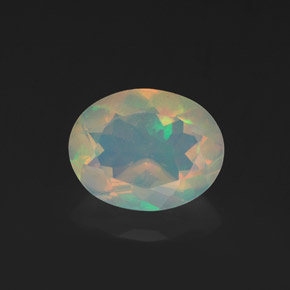 Ópalo multicolor natural de 1,18 ct, corte óvalo, transparente