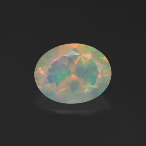 Ópalo multicolor natural de 1,08 ct, corte óvalo, transparente