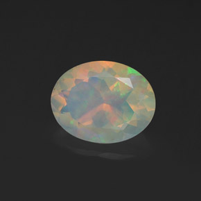 Ópalo multicolor natural de 1,08 ct, corte óvalo, transparente