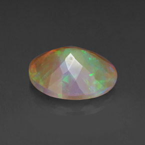 Ópalo multicolor natural de 1,45 ct, corte óvalo, transparente