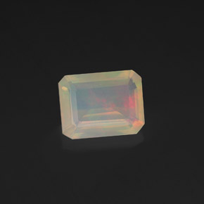 Ópalo multicolor natural de 1,36 ct, corte esmeralda, transparente