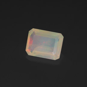 Ópalo multicolor natural de 1,36 ct, corte esmeralda, transparente