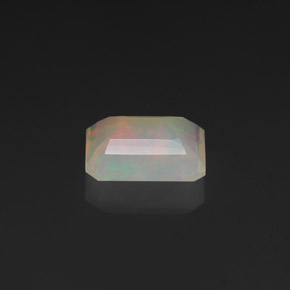Ópalo multicolor natural de 1,36 ct, corte esmeralda, transparente