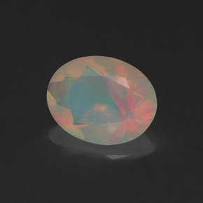 Ópalo multicolor natural de 0,96 ct, corte óvalo, transparente