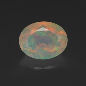 Ópalo multicolor natural de 1,28 ct, corte óvalo, transparente