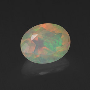 Ópalo multicolor natural de 1,28 ct, corte óvalo, transparente