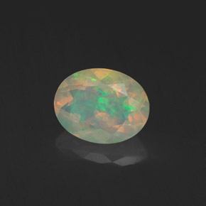 Ópalo multicolor natural de 1,29 ct, corte óvalo, transparente