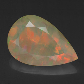 Ópalo multicolor natural de 4,29 ct, en forma de pera, opaco