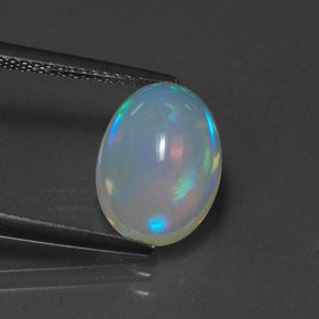 Ópalo multicolor natural de 2,90 ct, corte óvalo, transparente