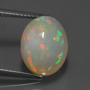 Ópalo multicolor natural de 4,94 ct, transparente, transparente / translúcido