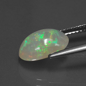 Ópalo multicolor natural de 2,09 ct, transparente, transparente / translúcido