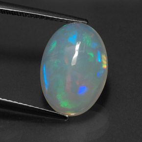 Ópalo multicolor natural de 3,97 ct, corte óvalo, transparente