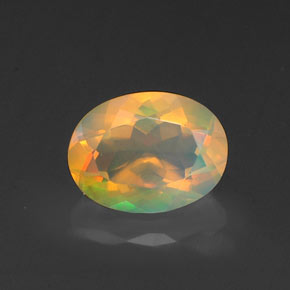 Ópalo multicolor natural de 0,95 ct, corte óvalo, transparente
