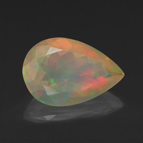 Ópalo multicolor natural de 1,84 ct, en forma de pera, transparente