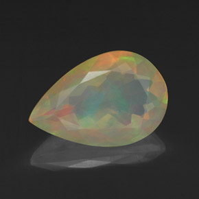 Ópalo multicolor natural de 1,84 ct, en forma de pera, transparente
