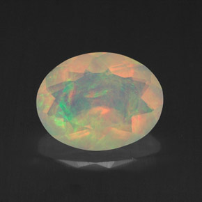 Ópalo multicolor natural de 1,71 ct, corte óvalo, transparente