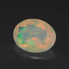Ópalo multicolor natural de 1,71 ct, corte óvalo, transparente