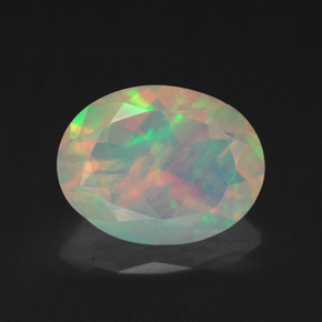 Ópalo multicolor natural de 1,75 ct, corte óvalo, transparente