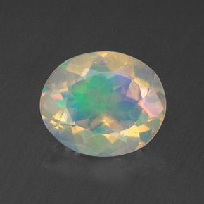 Ópalo multicolor natural de 1,28 ct, corte óvalo, transparente