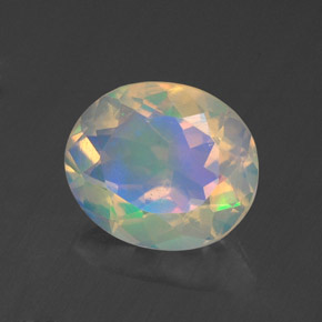 Ópalo multicolor natural de 1,28 ct, corte óvalo, transparente