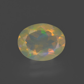 Ópalo multicolor natural de 1,47 ct, corte óvalo, transparente