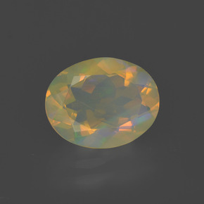 Ópalo multicolor natural de 1,47 ct, corte óvalo, transparente