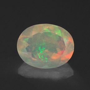 Ópalo multicolor natural de 1,34 ct, corte óvalo, transparente