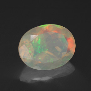 Ópalo multicolor natural de 1,34 ct, corte óvalo, transparente