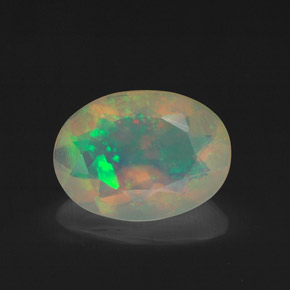 Ópalo multicolor natural de 1,25 ct, corte óvalo, transparente