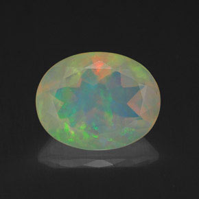 Ópalo multicolor natural de 1,58 ct, corte óvalo, transparente