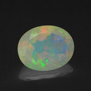 Ópalo multicolor natural de 1,58 ct, corte óvalo, transparente
