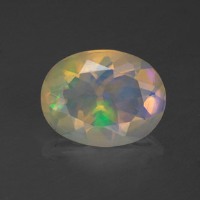 Ópalo multicolor natural de 1,12 ct, corte óvalo, transparente
