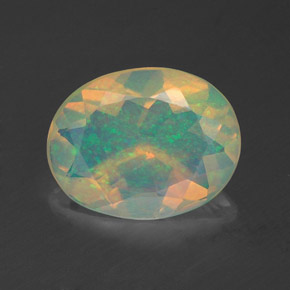 Ópalo multicolor natural de 1,38 ct, corte óvalo, transparente