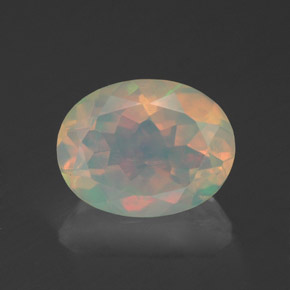 Ópalo multicolor natural de 1,33 ct, corte óvalo, transparente