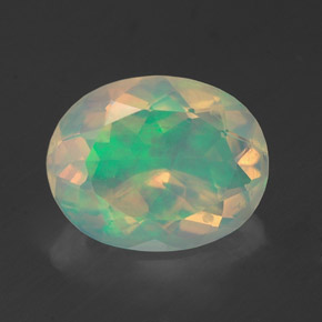Ópalo multicolor natural de 1,60 ct, corte óvalo, transparente